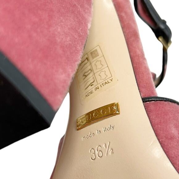 GUCCI Tibet Velvet Pearl Bee GG Embellished Heeled Sandals - Picture 10 of 12